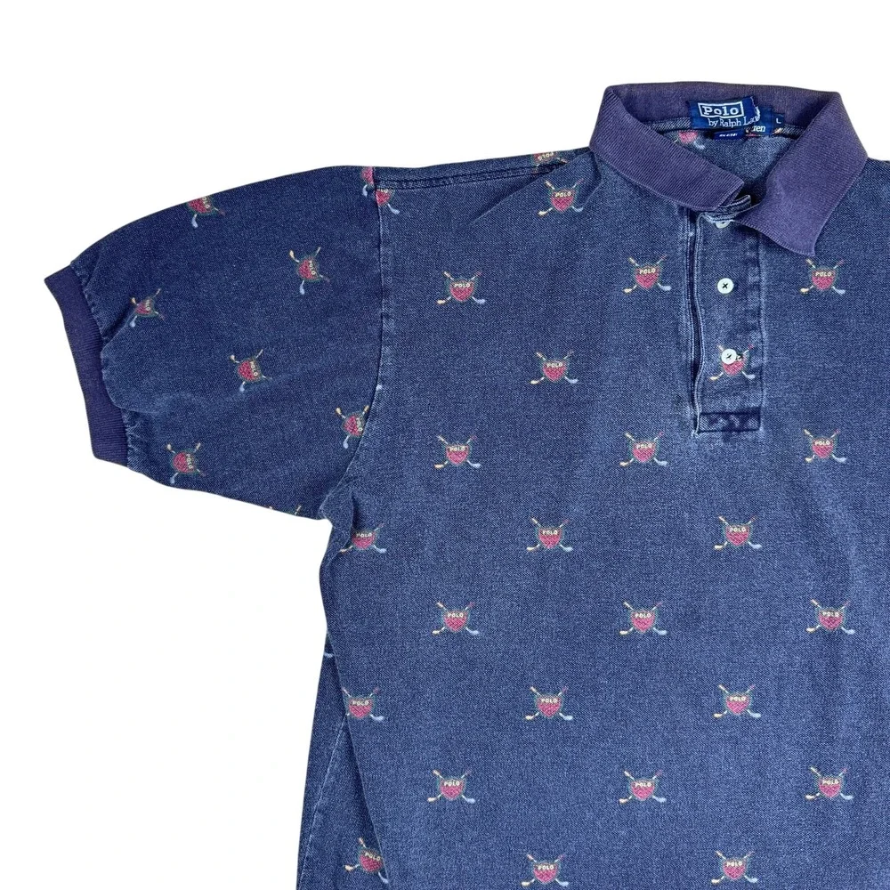 Vtg 90s Polo Ralph Lauren Shirt Men's Large Polo Golf‎ Crest Made in USA